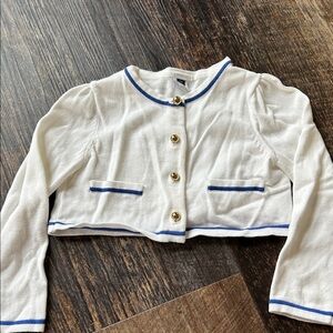 Janie and Jack white Cardigan with Navy Accents